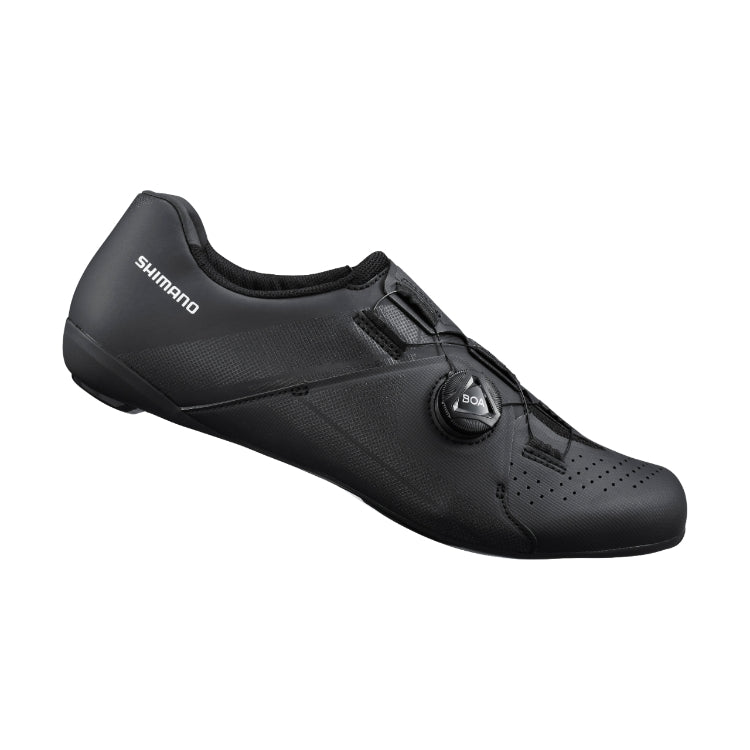 Scarpa da ciclismo Shimano RC3 SH-RC300 nera, con chiusura BOA® per una calzata precisa, tomaia aerodinamica e suola rinforzata per massime prestazioni su strada.